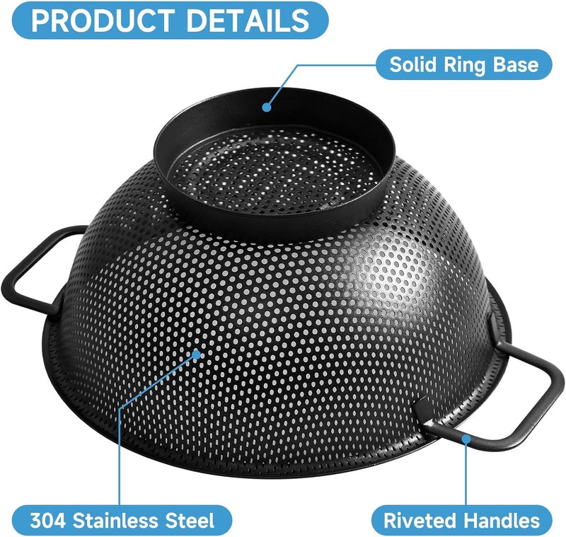 Kteniy Black Colander for Kitchen, 3QT, Stainless Steel Pasta Strainer with Handle, Pasta Strainer for Fruits Vegetables Cooking Food, Dishwasher Safe - Image 5